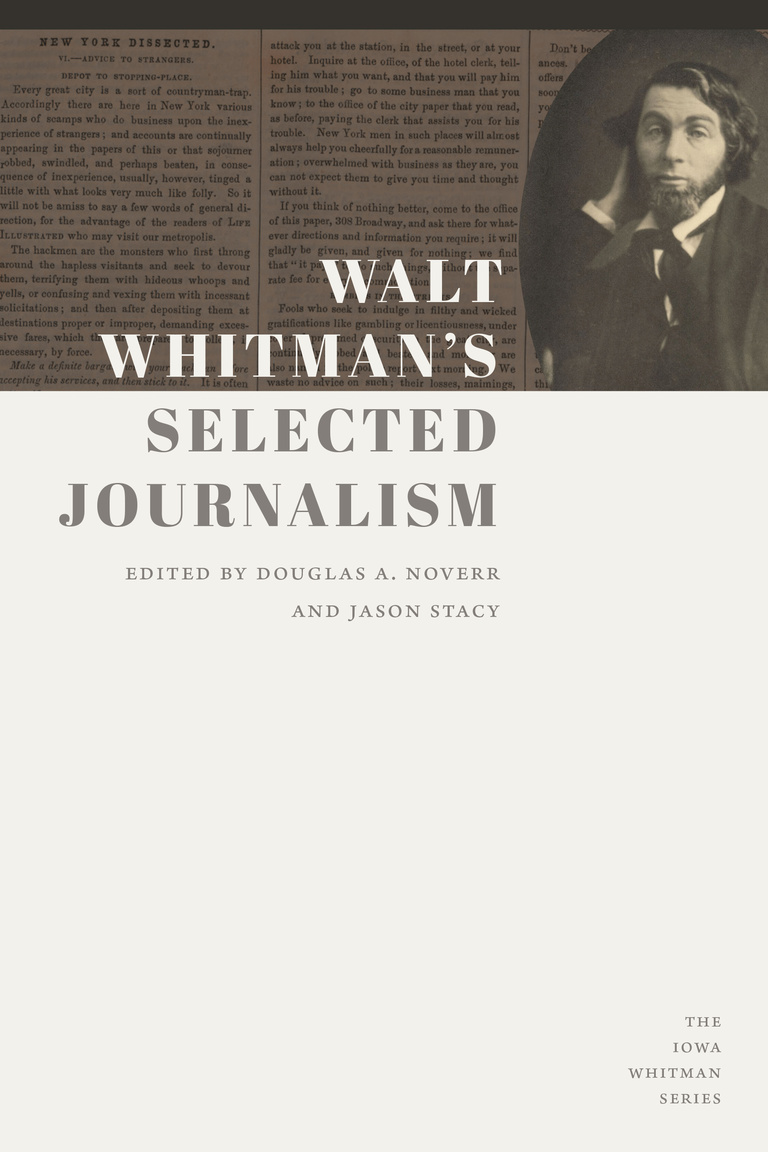 Walt Whitman's Selected Journalism Cover