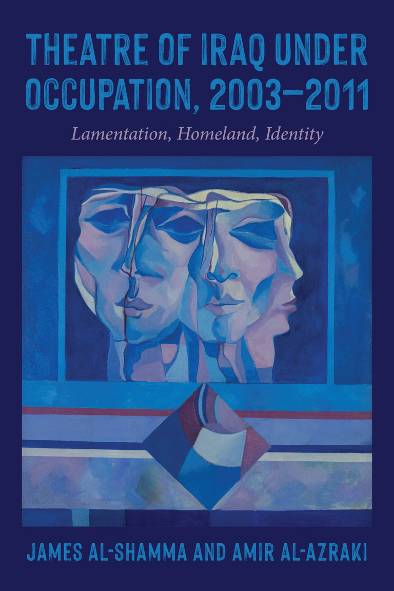 A deep blue cover featuring a painting of multiple faces overlapping